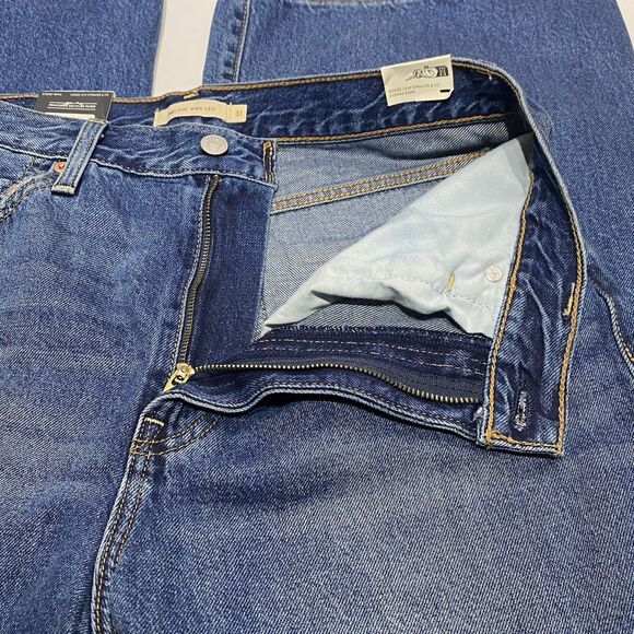 Levi's Premium Ribcage Wide Leg Blue Jeans Women’s 31x32 High Rise Cotton Big E - Picture 6 of 14